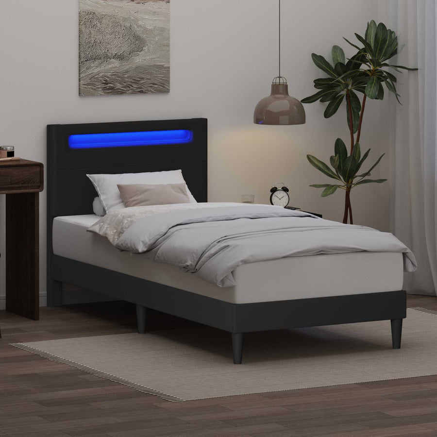 Bedframe met LED-stripverlichting Zwart 100 x 200 cm Kunstleer