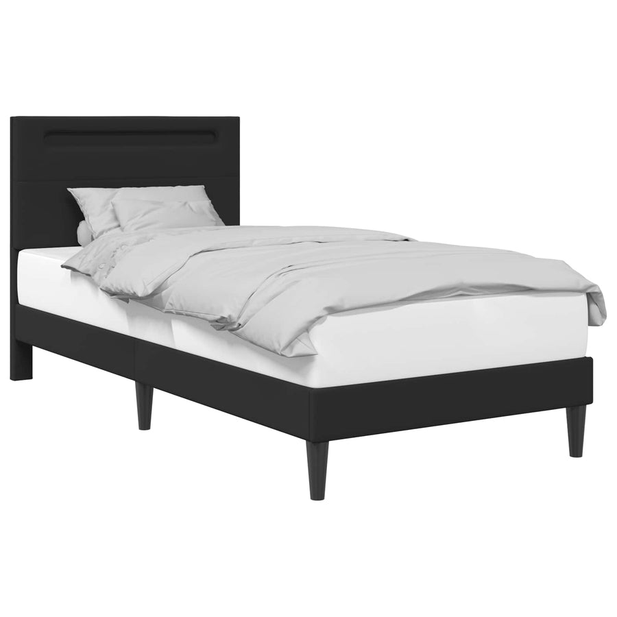 Bedframe met LED-stripverlichting Zwart 100 x 200 cm Kunstleer