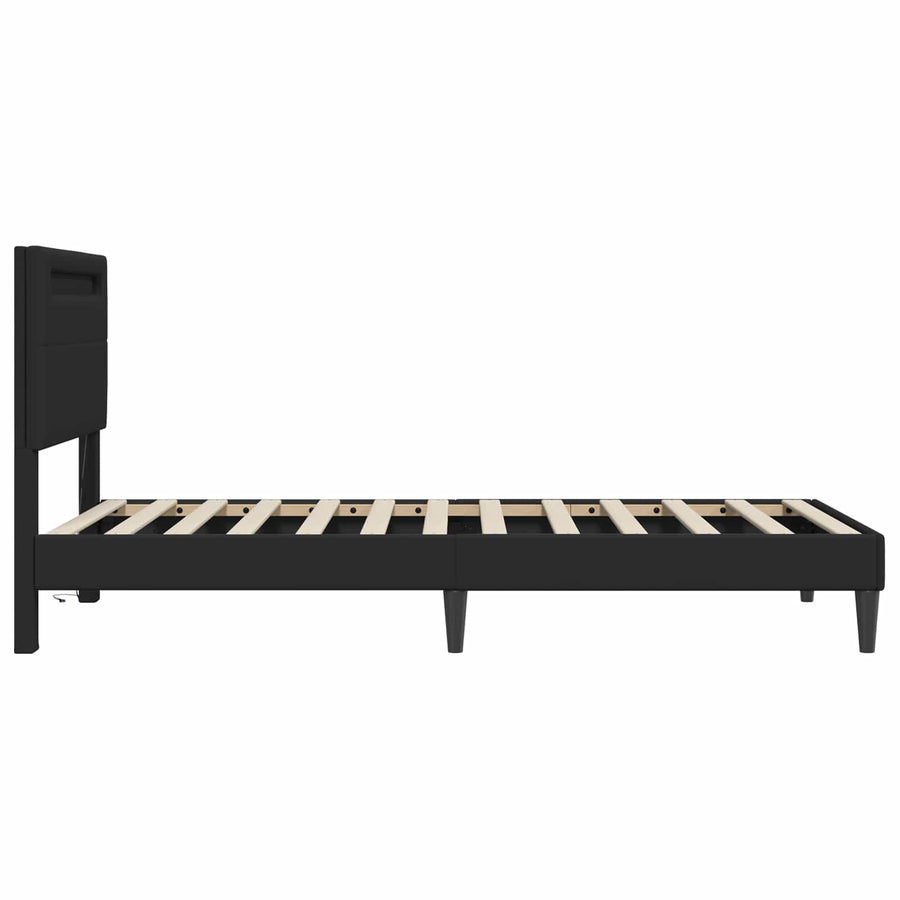 Bedframe met LED-stripverlichting Zwart 100 x 200 cm Kunstleer