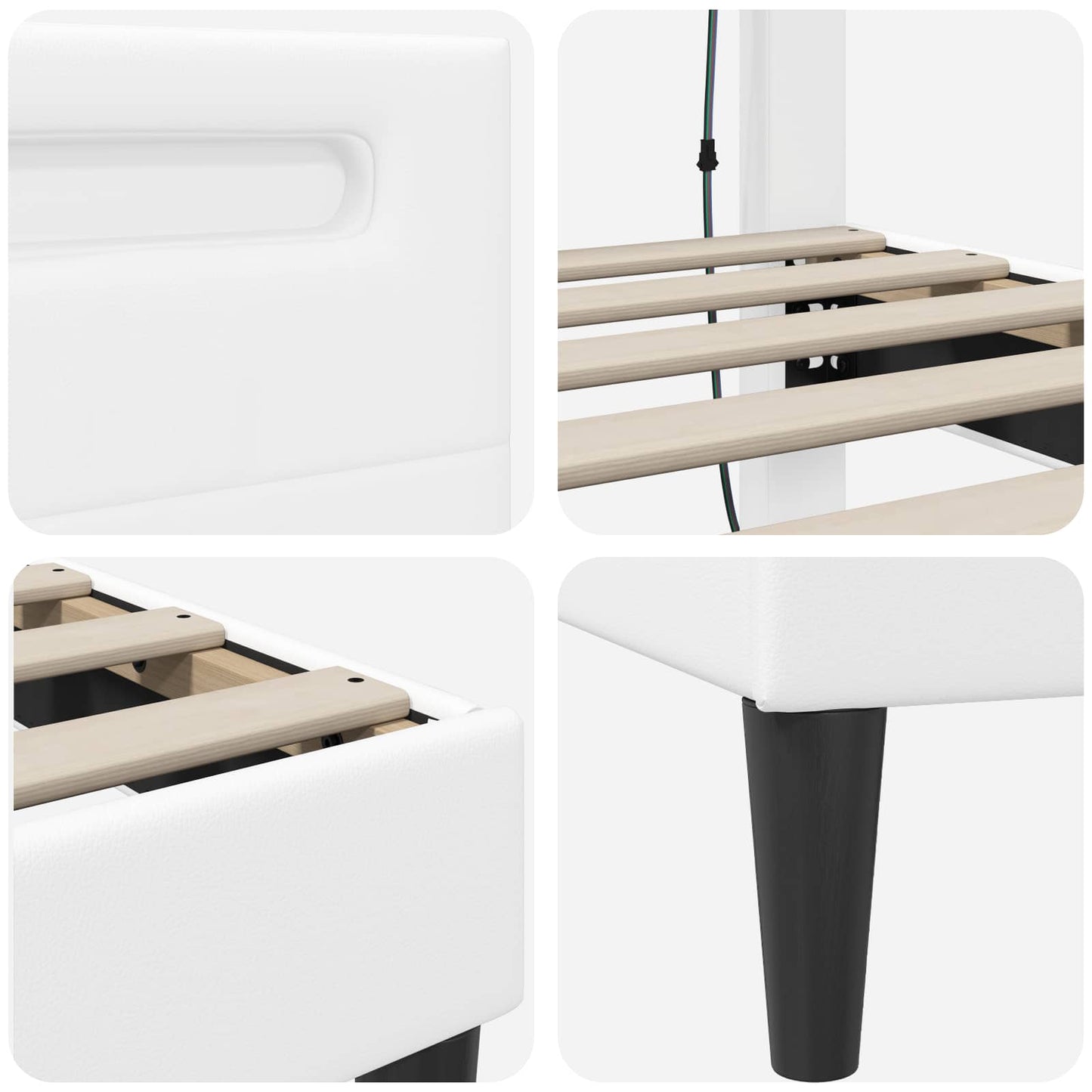 Bedframe met LED-stripverlichting Wit 100 x 200 cm Kunstleer