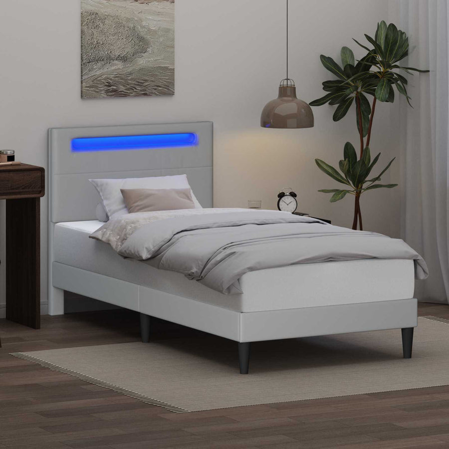 Bedframe met LED-stripverlichting Wit 100 x 200 cm Kunstleer
