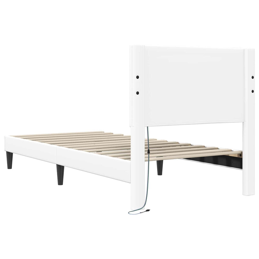 Bedframe met LED-stripverlichting Wit 100 x 200 cm Kunstleer