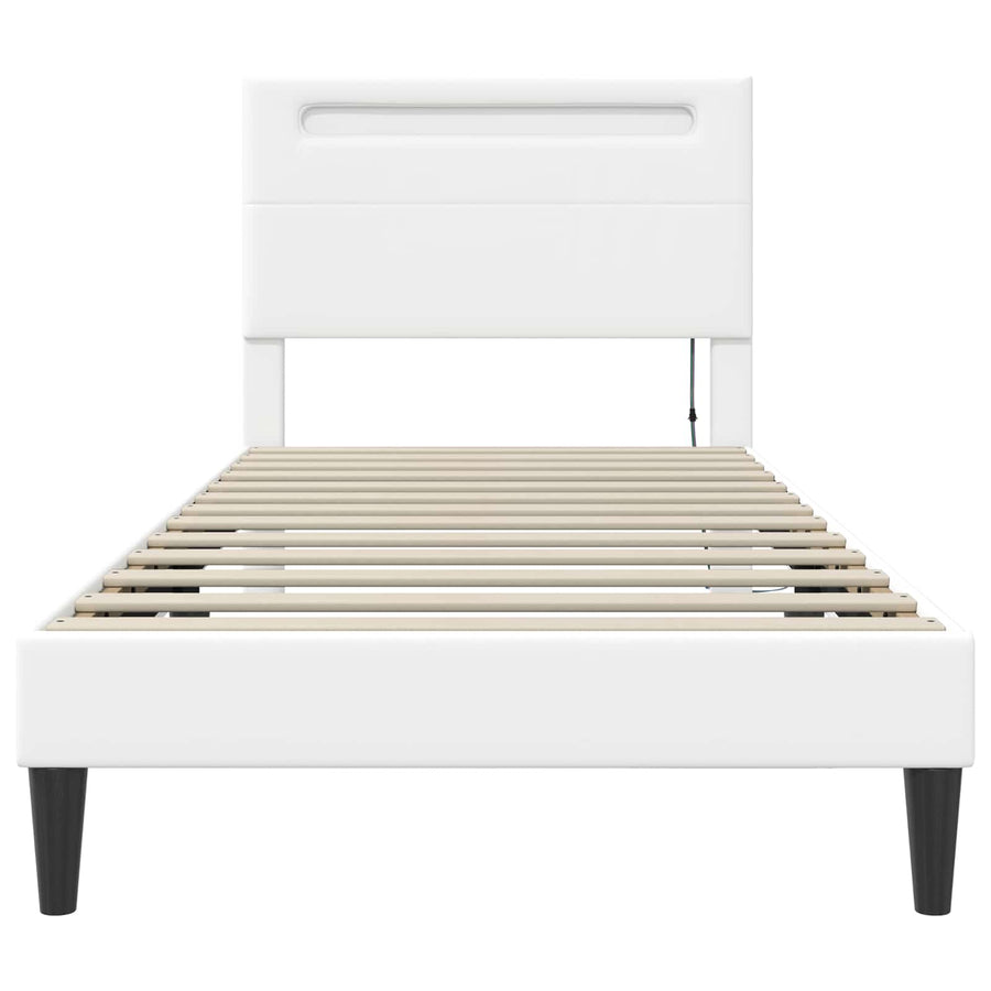 Bedframe met LED-stripverlichting Wit 100 x 200 cm Kunstleer