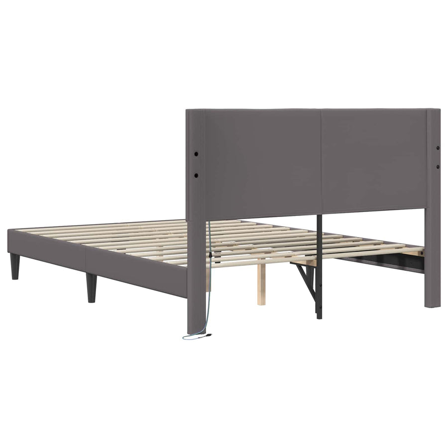 Bedframe met LED-stripverlichting Grijs 120 x 190 cm Kunstleer