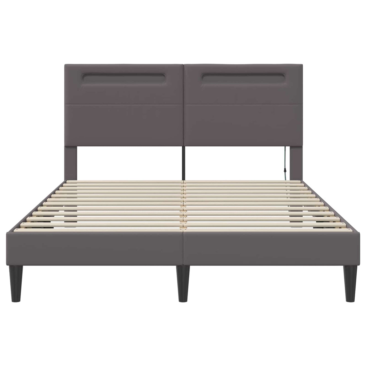 Bedframe met LED-stripverlichting Grijs 120 x 190 cm Kunstleer
