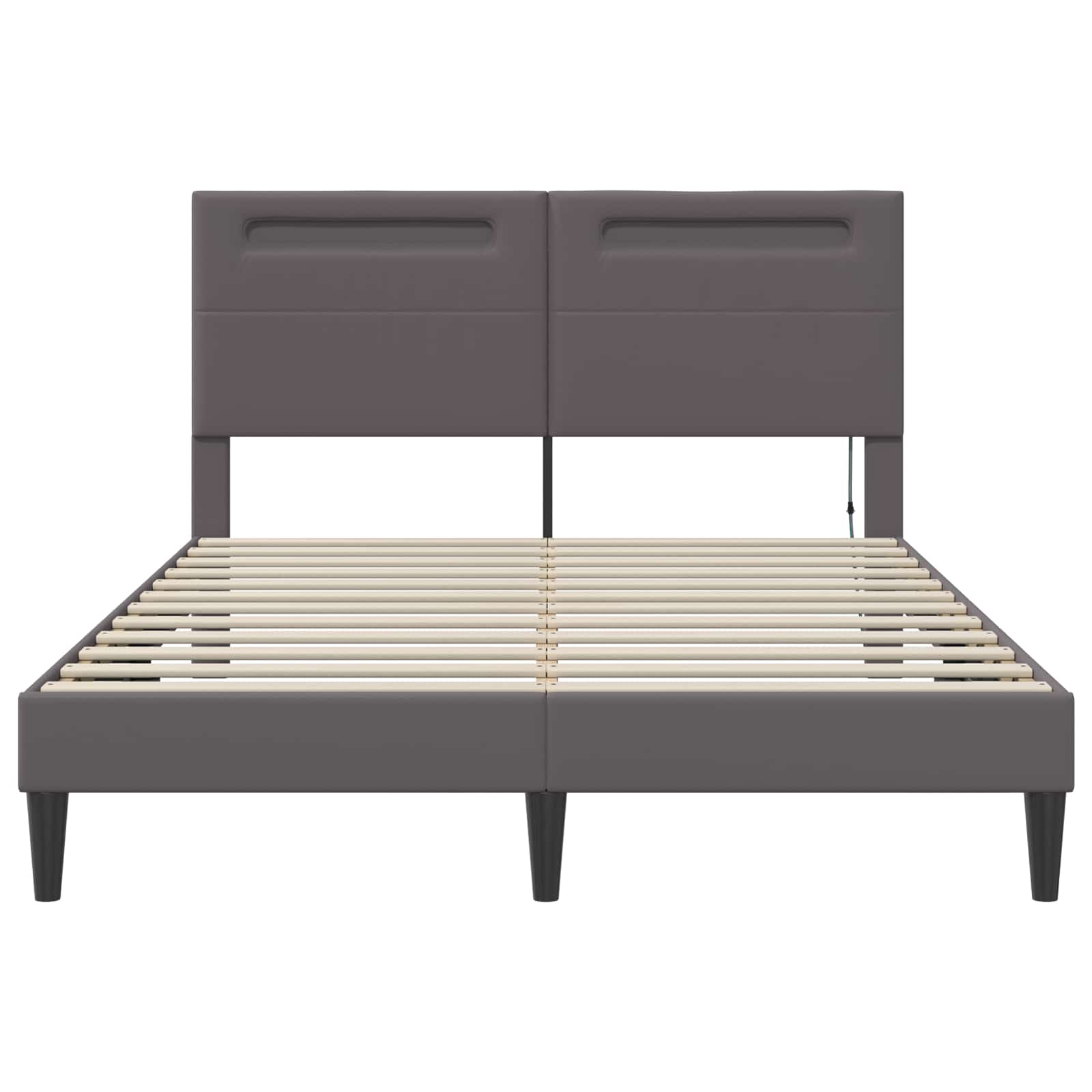 Bedframe met LED-stripverlichting Grijs 120 x 190 cm Kunstleer