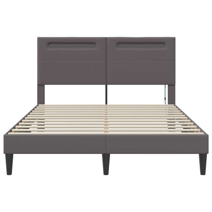 Bedframe met LED-stripverlichting Grijs 120 x 190 cm Kunstleer