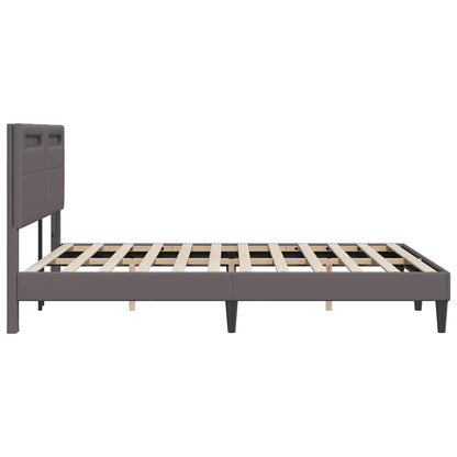 Bedframe met LED-stripverlichting Grijs 120 x 190 cm Kunstleer