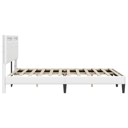 Bedframe met LED-stripverlichting Wit 120 x 190 cm Kunstleer
