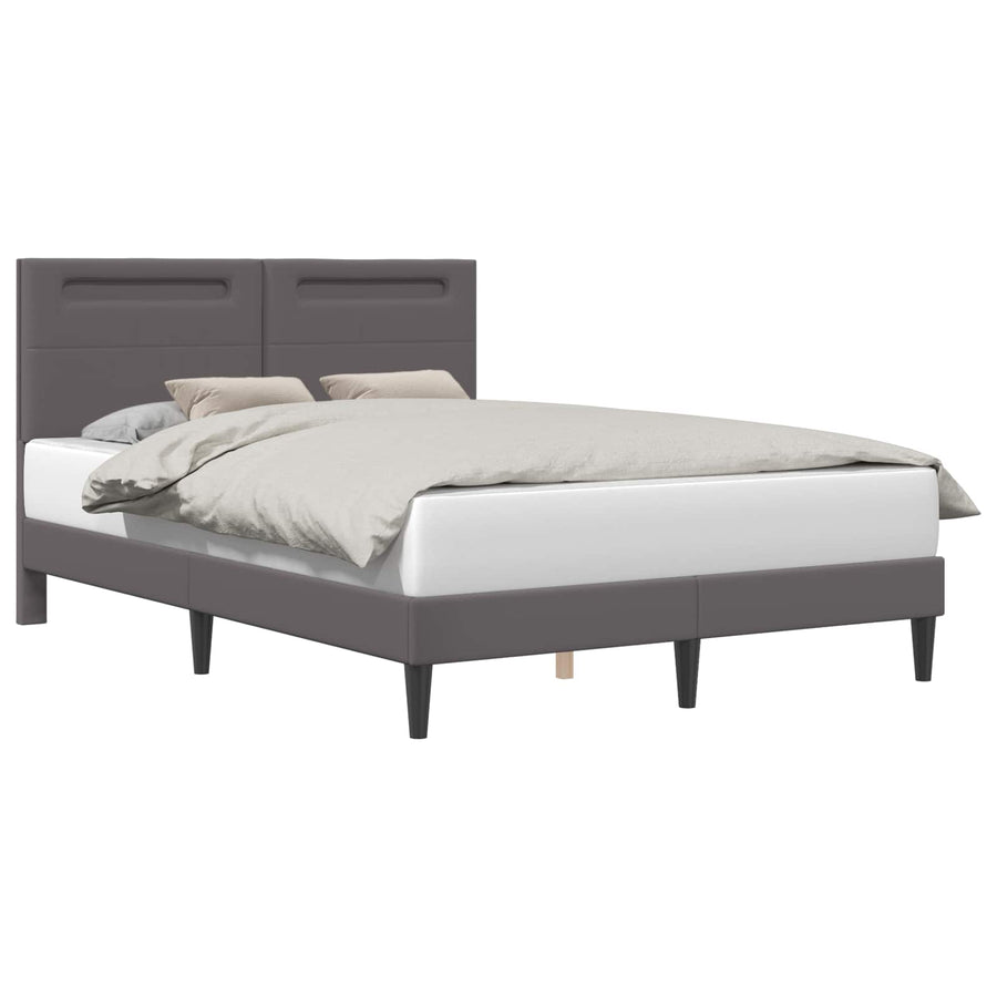 Bedframe met LED-stripverlichting Grijs 120 x 200 cm Kunstleer