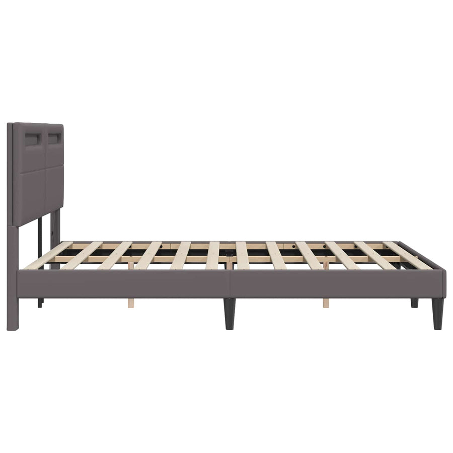 Bedframe met LED-stripverlichting Grijs 120 x 200 cm Kunstleer
