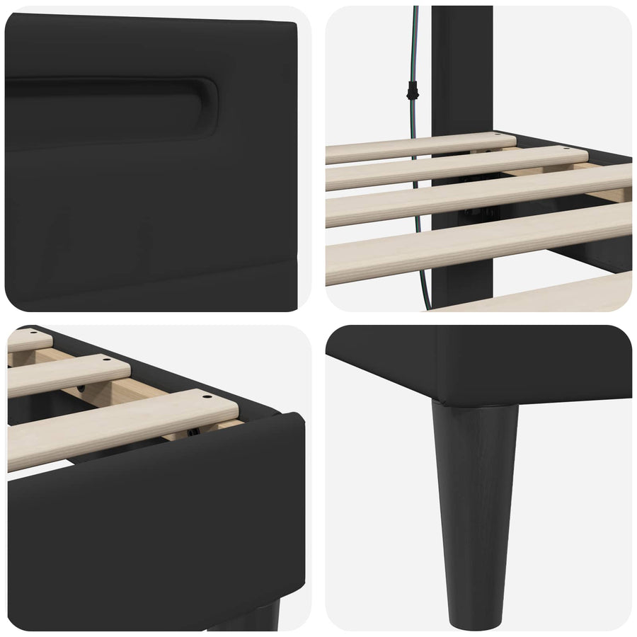 Bedframe met LED-stripverlichting Zwart 120 x 200 cm Kunstleer