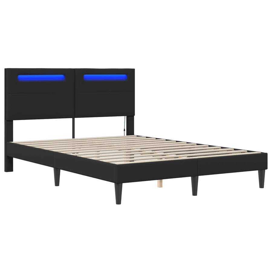 Bedframe met LED-stripverlichting Zwart 120 x 200 cm Kunstleer