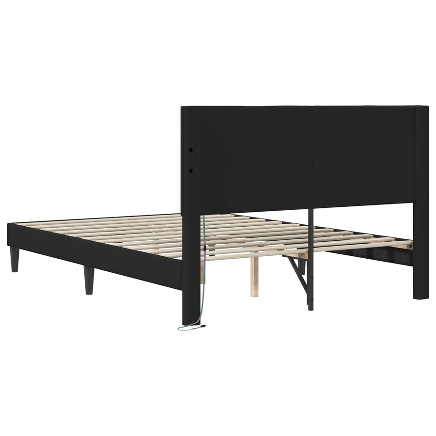 Bedframe met LED-stripverlichting Zwart 120 x 200 cm Kunstleer