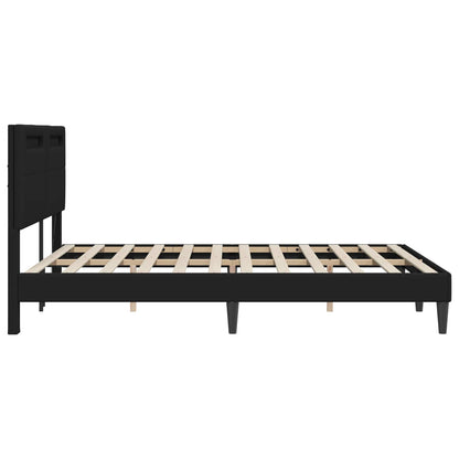 Bedframe met LED-stripverlichting Zwart 120 x 200 cm Kunstleer