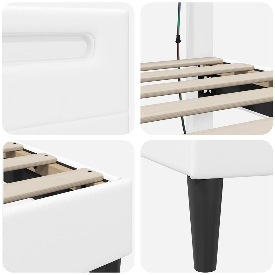 Bedframe met LED-stripverlichting Wit 120 x 200 cm Kunstleer