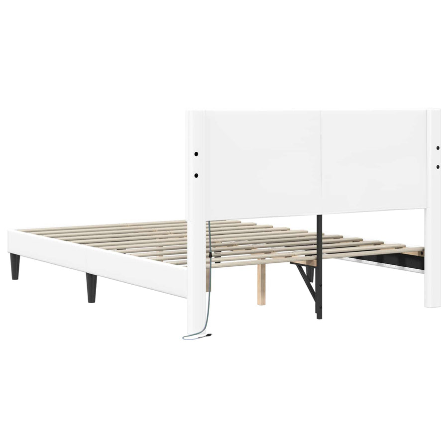 Bedframe met LED-stripverlichting Wit 120 x 200 cm Kunstleer