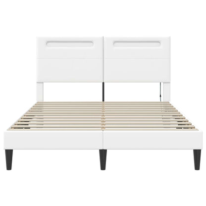 Bedframe met LED-stripverlichting Wit 120 x 200 cm Kunstleer