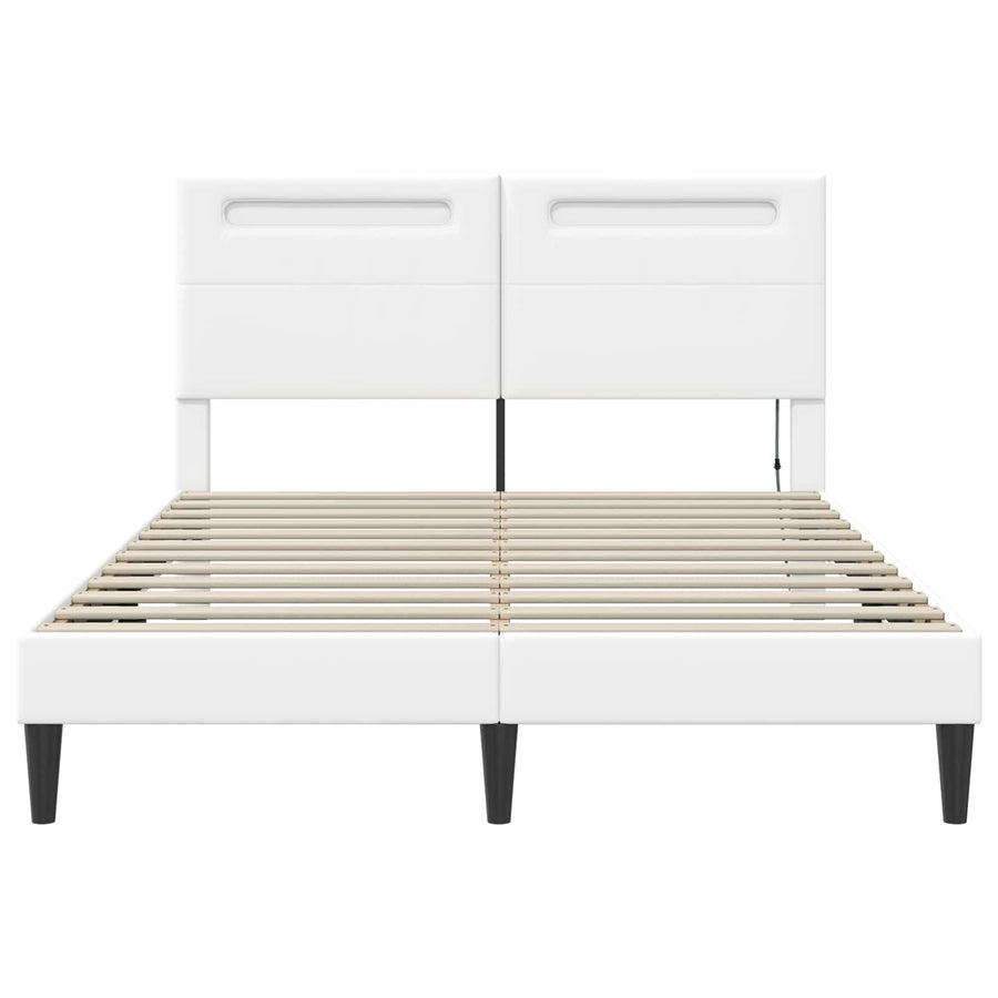 Bedframe met LED-stripverlichting Wit 120 x 200 cm Kunstleer