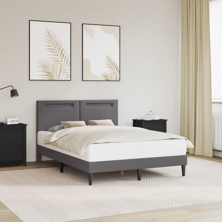 Bedframe met LED-stripverlichting Grijs 140 x 190 cm Kunstleer