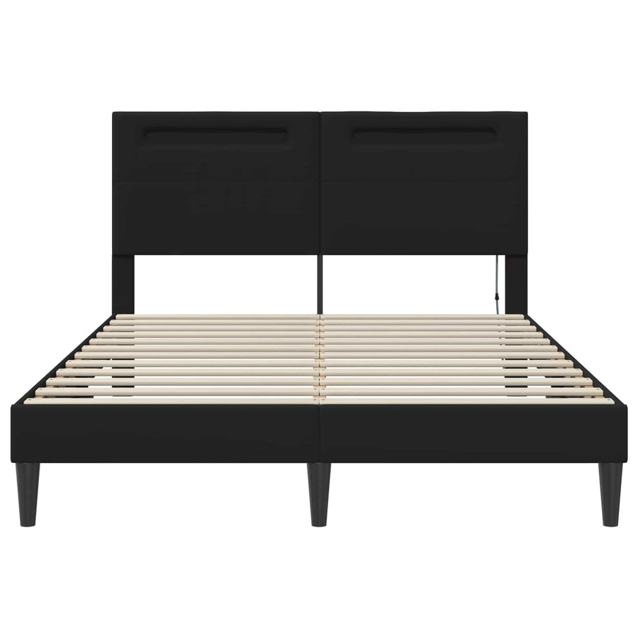 Bedframe met LED-stripverlichting Zwart 140 x 190 cm Kunstleer