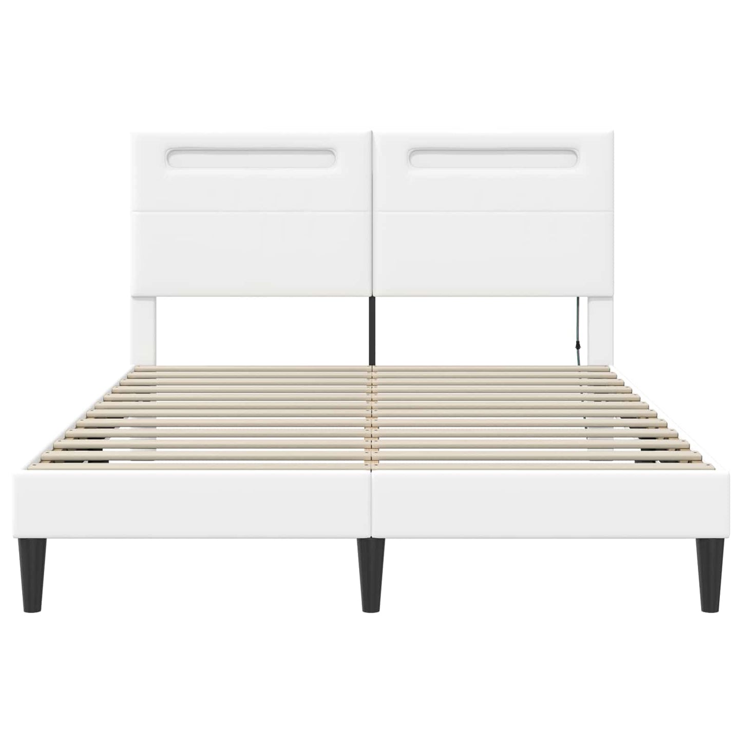 Bedframe met LED-stripverlichting Wit 140 x 190 cm Kunstleer