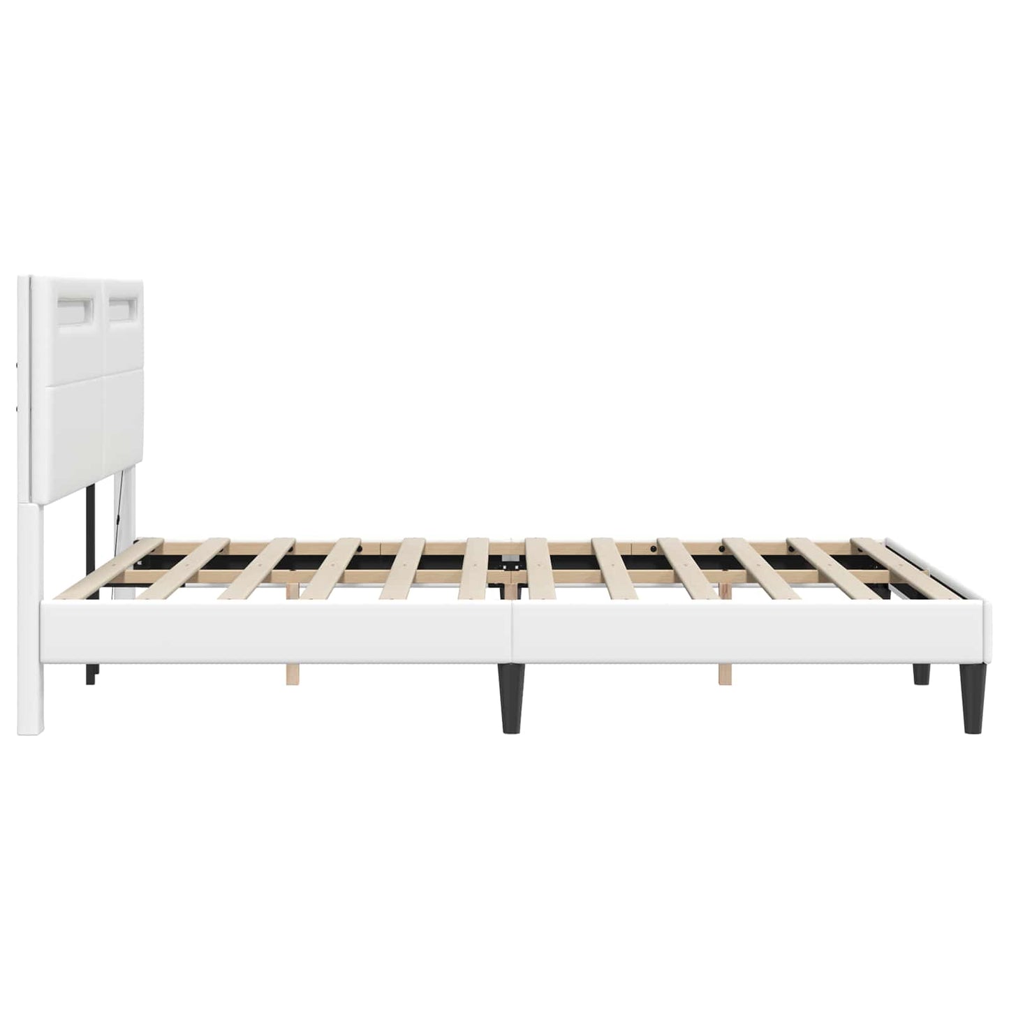 Bedframe met LED-stripverlichting Wit 140 x 190 cm Kunstleer
