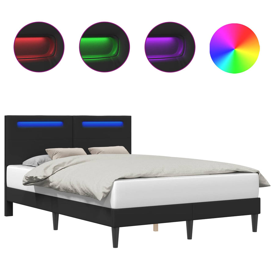 Bedframe met LED-stripverlichting Zwart 140 x 200 cm Kunstleer