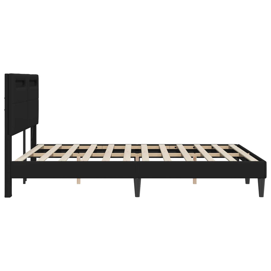 Bedframe met LED-stripverlichting Zwart 140 x 200 cm Kunstleer
