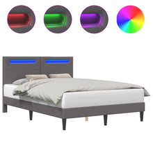 Bedframe met LED-stripverlichting Grijs 160 x 200 cm Kunstleer