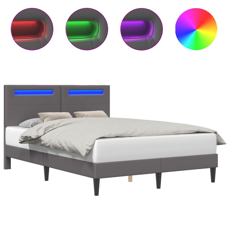 Bedframe met LED-stripverlichting Grijs 160 x 200 cm Kunstleer