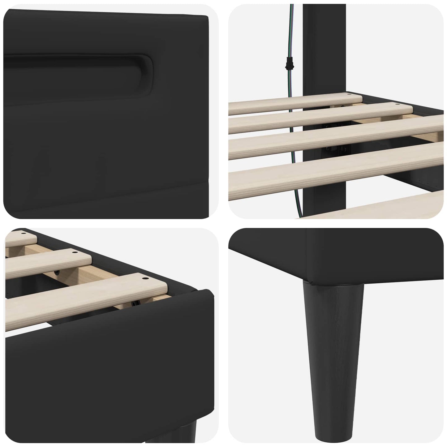 Bedframe met LED-stripverlichting Zwart 160 x 200 cm Kunstleer