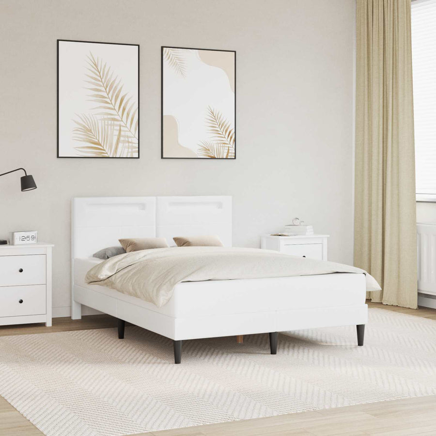 Bedframe met LED-stripverlichting Wit 160 x 200 cm Kunstleer