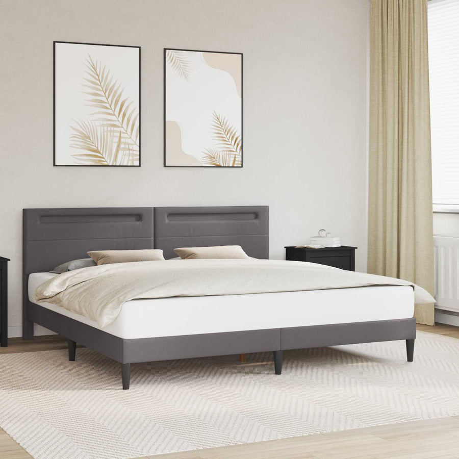 Bedframe met LED-stripverlichting Grijs 180 x 200 cm Kunstleer