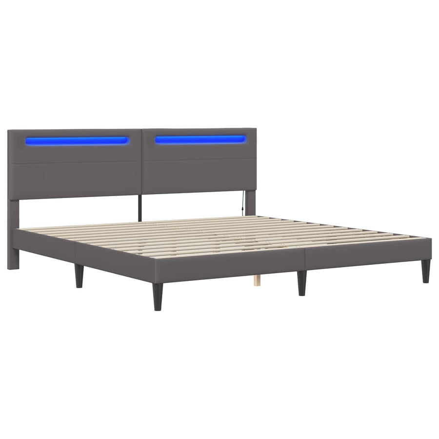 Bedframe met LED-stripverlichting Grijs 180 x 200 cm Kunstleer