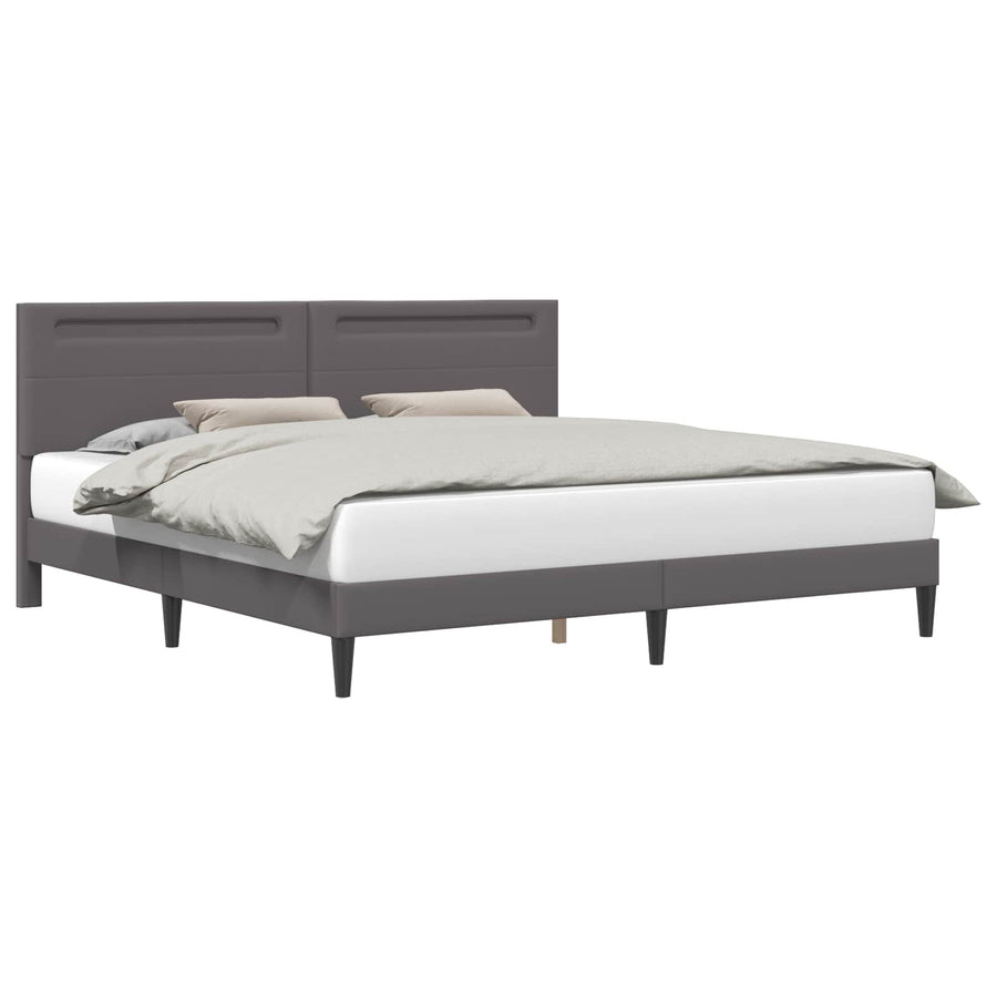 Bedframe met LED-stripverlichting Grijs 180 x 200 cm Kunstleer