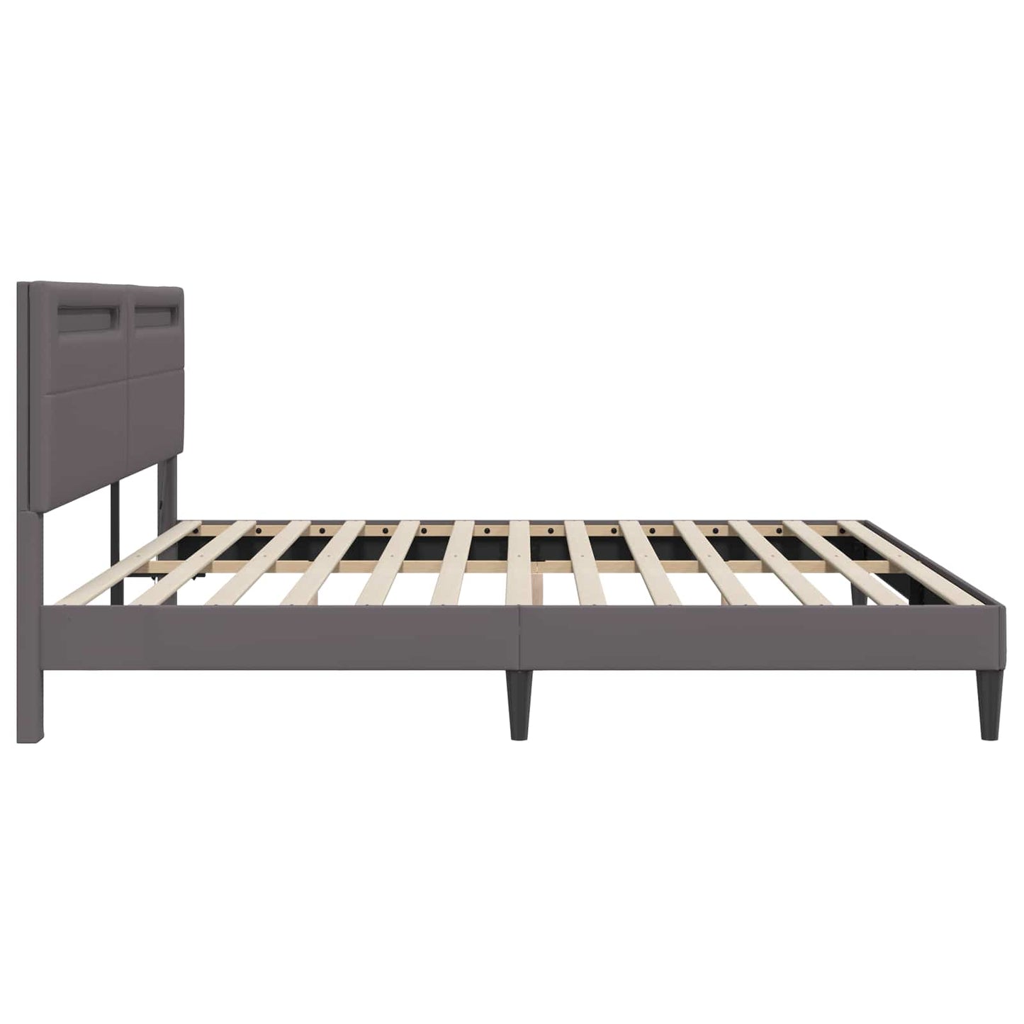 Bedframe met LED-stripverlichting Grijs 180 x 200 cm Kunstleer