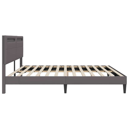 Bedframe met LED-stripverlichting Grijs 180 x 200 cm Kunstleer