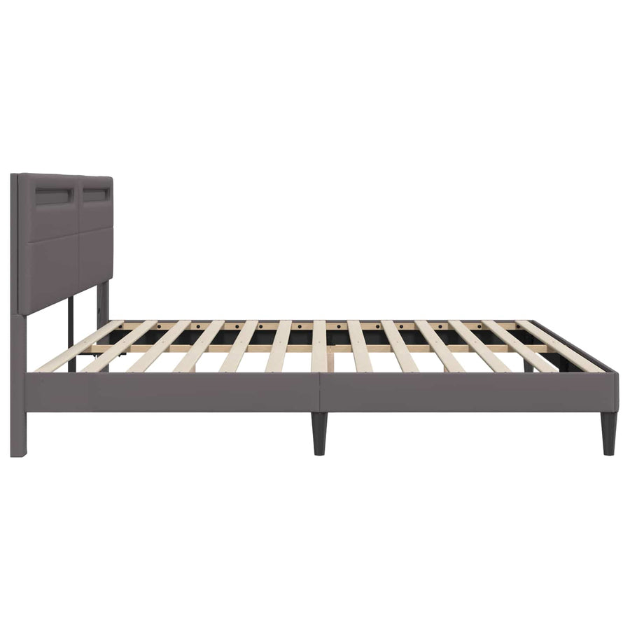 Bedframe met LED-stripverlichting Grijs 180 x 200 cm Kunstleer