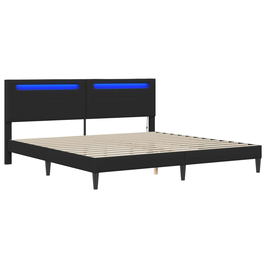 Bedframe met LED-stripverlichting Zwart 180 x 200 cm Kunstleer