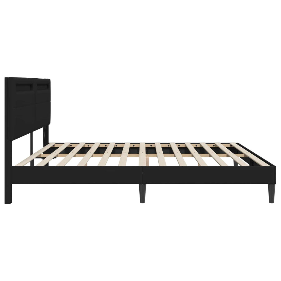 Bedframe met LED-stripverlichting Zwart 180 x 200 cm Kunstleer