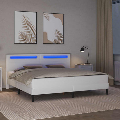 Bedframe met LED-stripverlichting Wit 180 x 200 cm Kunstleer