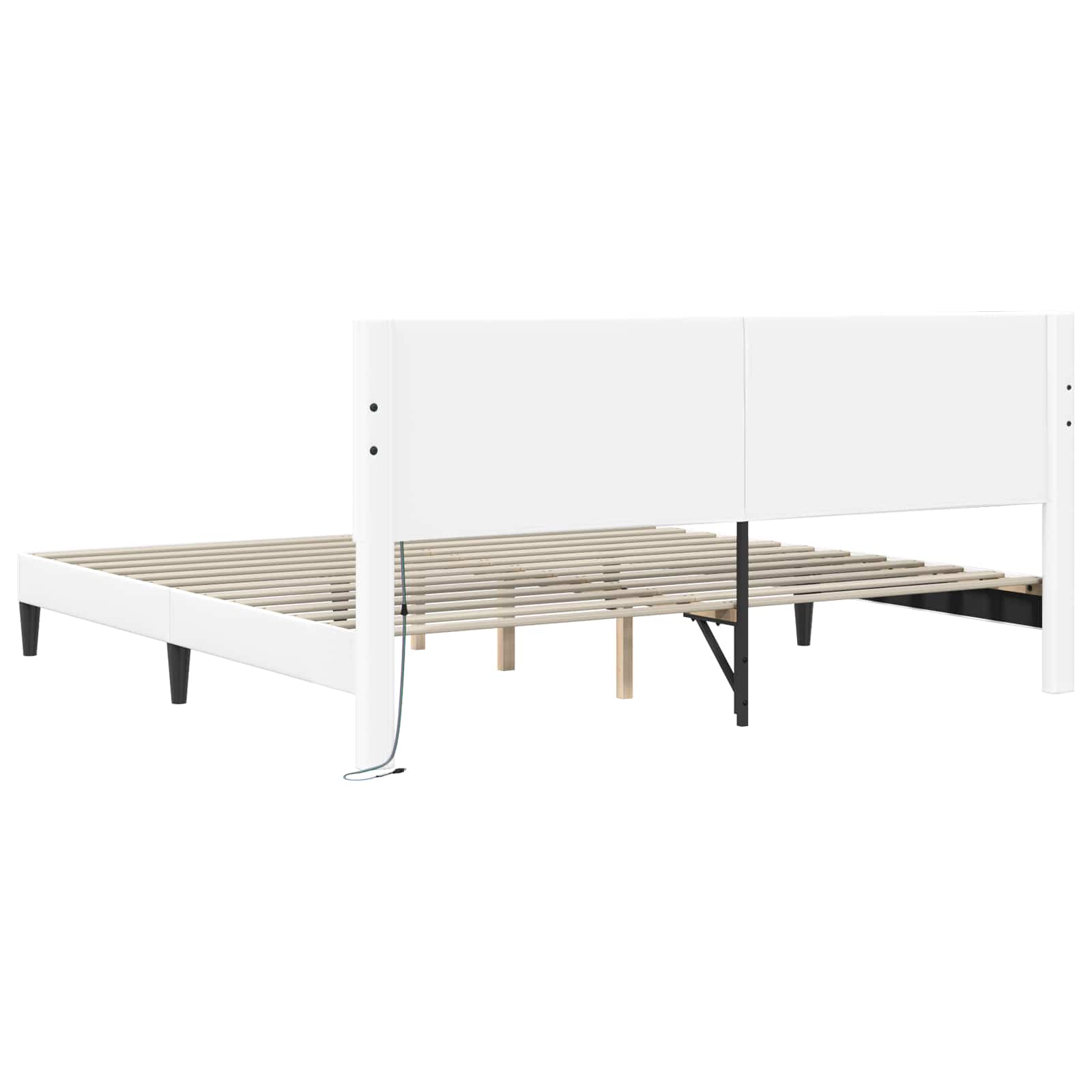 Bedframe met LED-stripverlichting Wit 180 x 200 cm Kunstleer