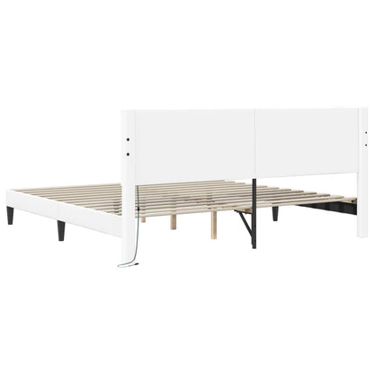 Bedframe met LED-stripverlichting Wit 180 x 200 cm Kunstleer