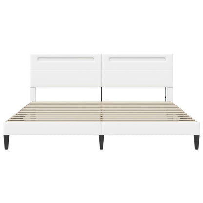 Bedframe met LED-stripverlichting Wit 180 x 200 cm Kunstleer