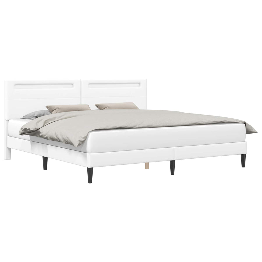 Bedframe met LED-stripverlichting Wit 180 x 200 cm Kunstleer