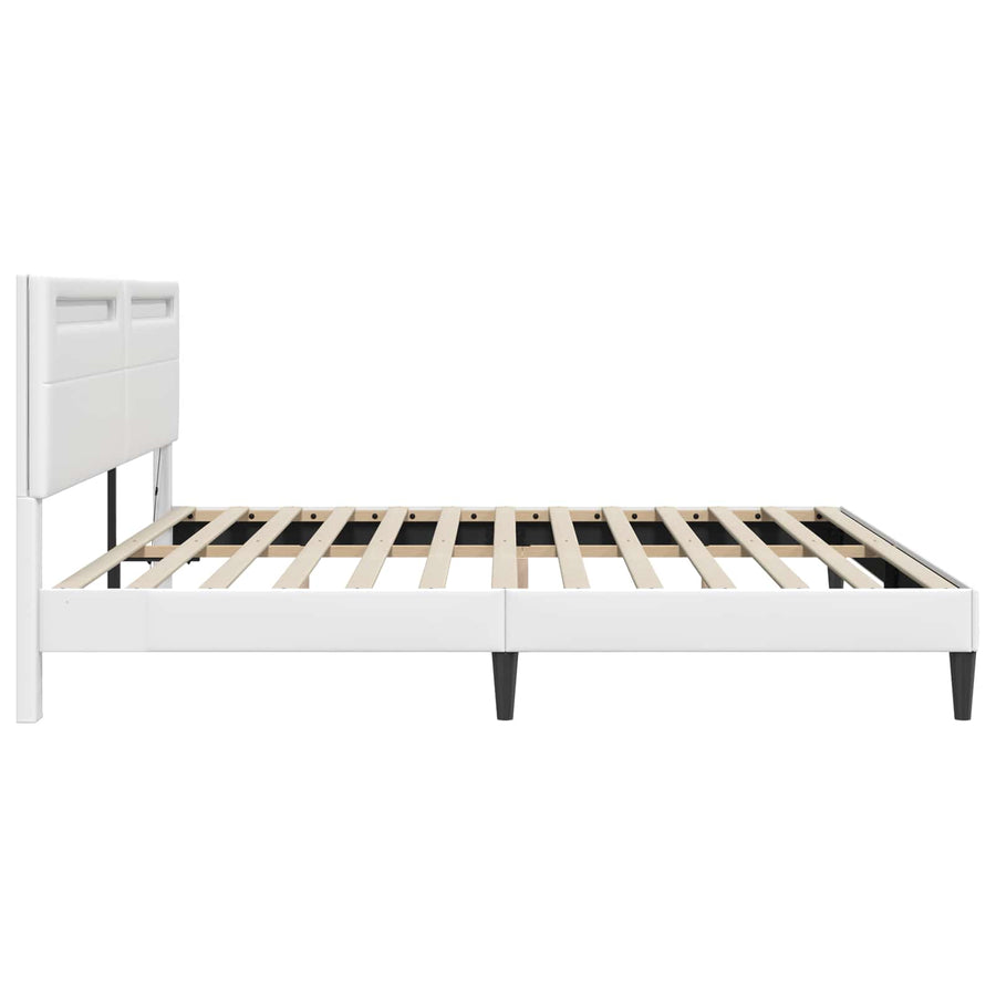 Bedframe met LED-stripverlichting Wit 180 x 200 cm Kunstleer