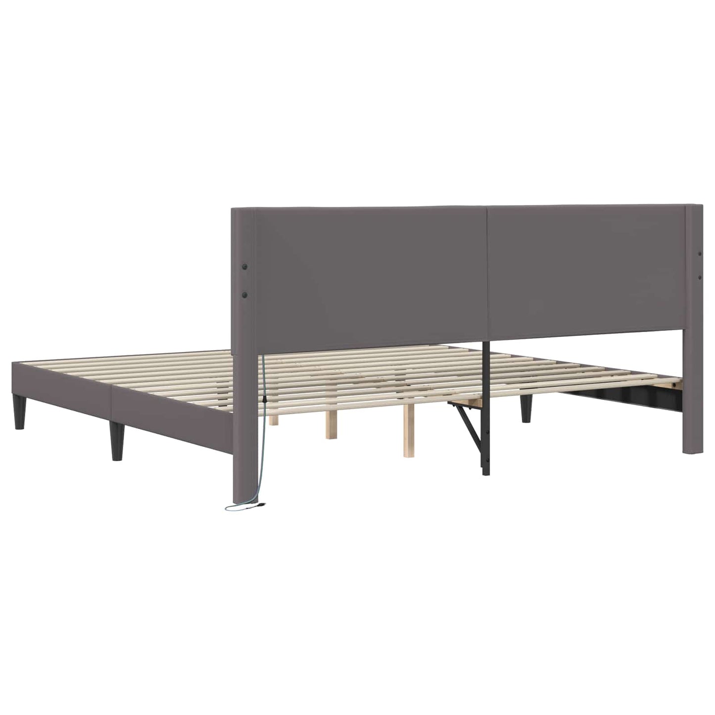 Bedframe met LED-stripverlichting Grijs 200 x 200 cm Kunstleer