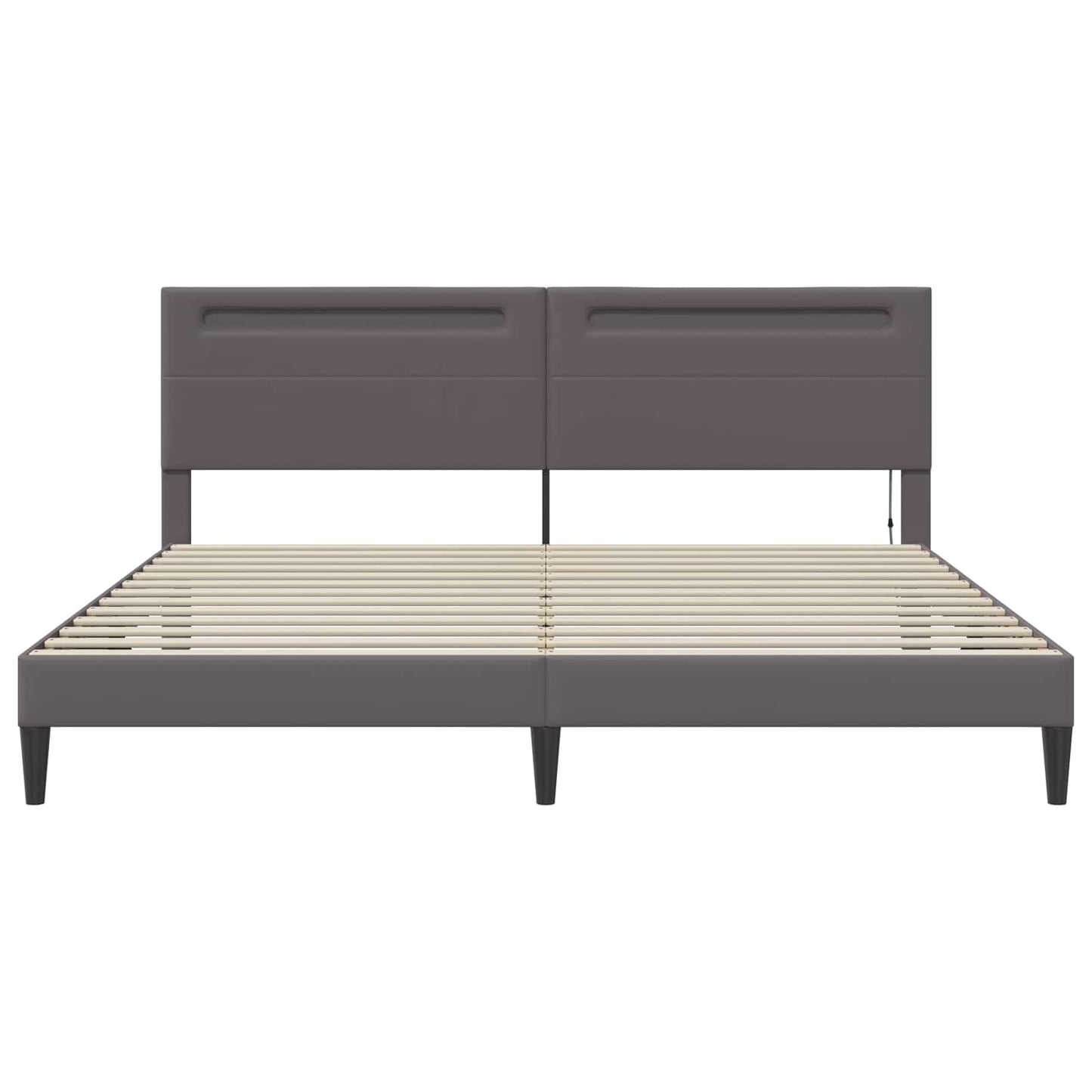 Bedframe met LED-stripverlichting Grijs 200 x 200 cm Kunstleer