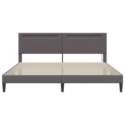 Bedframe met LED-stripverlichting Grijs 200 x 200 cm Kunstleer
